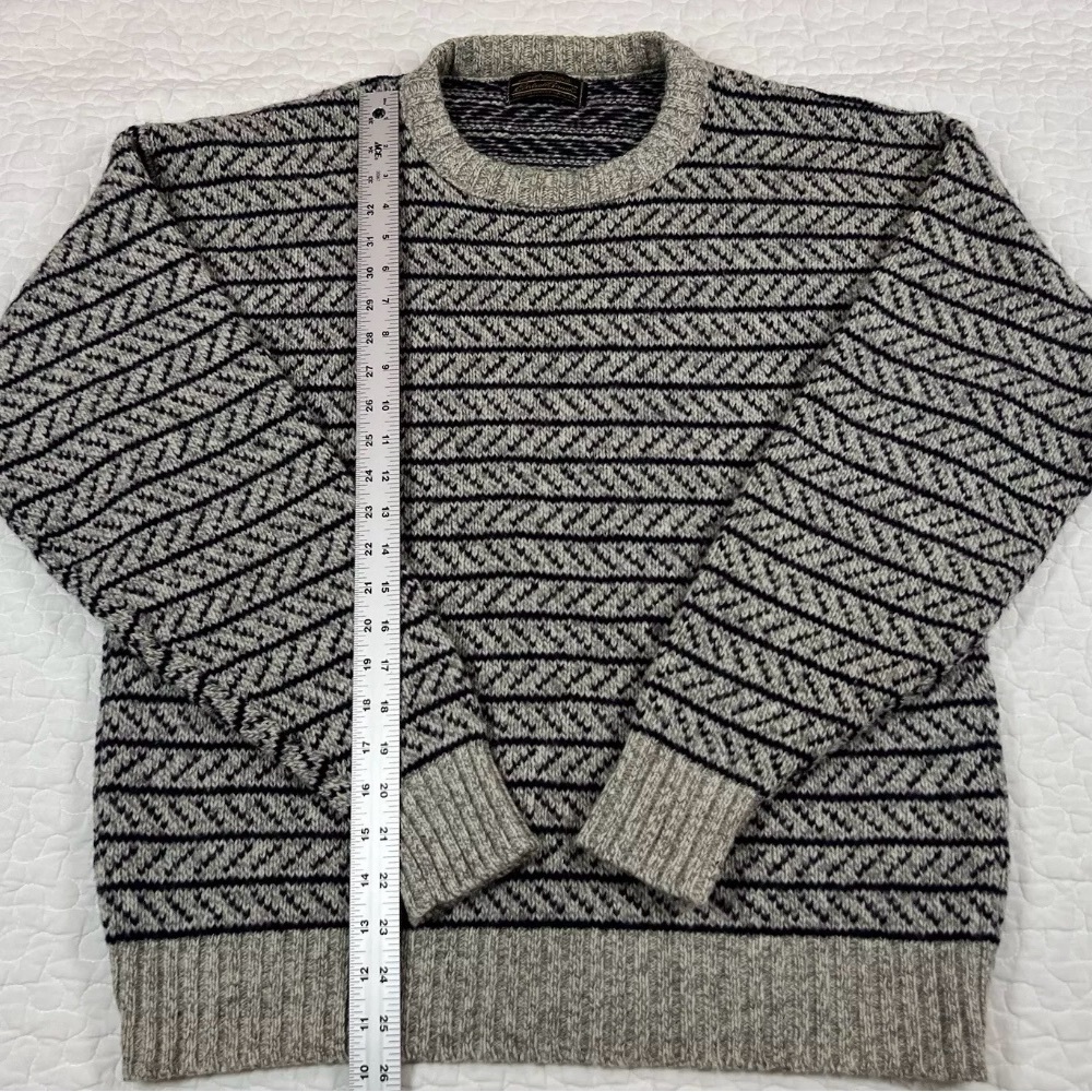 Vintage Eddie Bauer Sweater Men's XL Gray Navy Birds Eye Wool Pullover USA Made - Picture 4 of 5